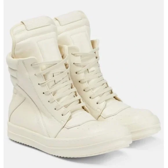 Rick Owens Cream Geobasket High-top Sneakers in Natural for  Rick Owens Beige and Cream Sneakers display picture 1